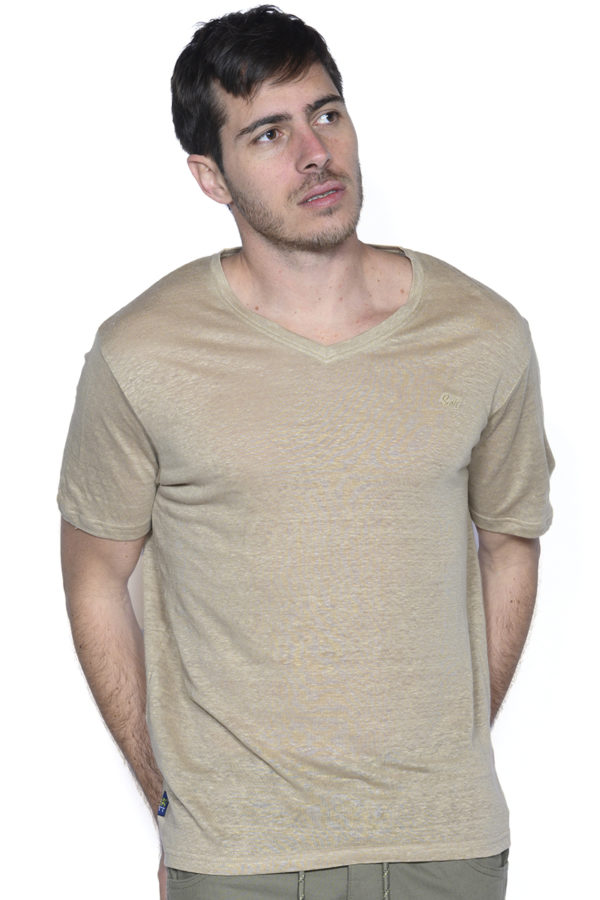 T-shirt Touraco en lin beige