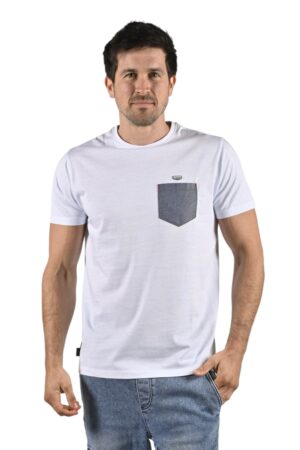 t-shirt Option blanc/bleu ciel
